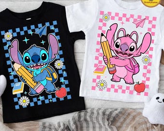 Funny Kids Back To School , Trendy Teacher Shirt Design, Blue Alien Character , Retro Boys Girls First Day Of School Cartoon