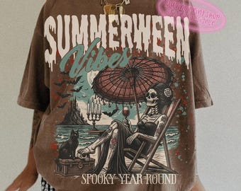 Summer Halloween , Funny Halloween , Gothic Halloween Summer , Halloween in Summer  Shirt Design, Spooky , Summer