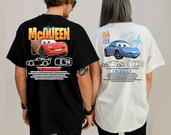 カーズ マッチング シャツ、ディズニー カーズ T シャツ、ディズニー カップル シャツ、マックイーン スウェットシャツ、マックイーンとサリー カップル シャツ、カップル マッチング スウェット