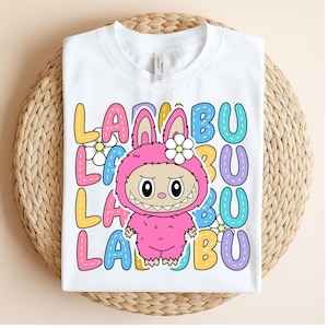 Labubu voor T-shirt, popfiguur, trending roze personage, Labubu perfect cadeau voor kinderen, La Bubu-monster, kawaii clipart