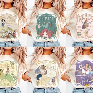 Retro Disney Princess Shirt, Disney Princess Ariel Tee, Disney Rapunzel Tiana, Disney Trip Shirt, Disney Girl Te, Princess Belle, Snow White image 1
