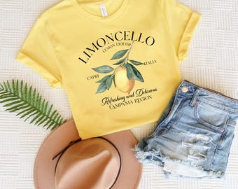 Limoncello Tee, Refreshing Lemon Graphic Shirt, Italian Summer Tee-Shirt, Gift for Lemon Lovers, Italy Vacation T-Shirt, Cocktails Tee