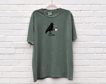 Raven Crow Coffee Shirt Halloween Shirt T-Shirt Fall Tee Tshirts Women's Men's Oversized Comfort Colors Gift for Coffee Lover