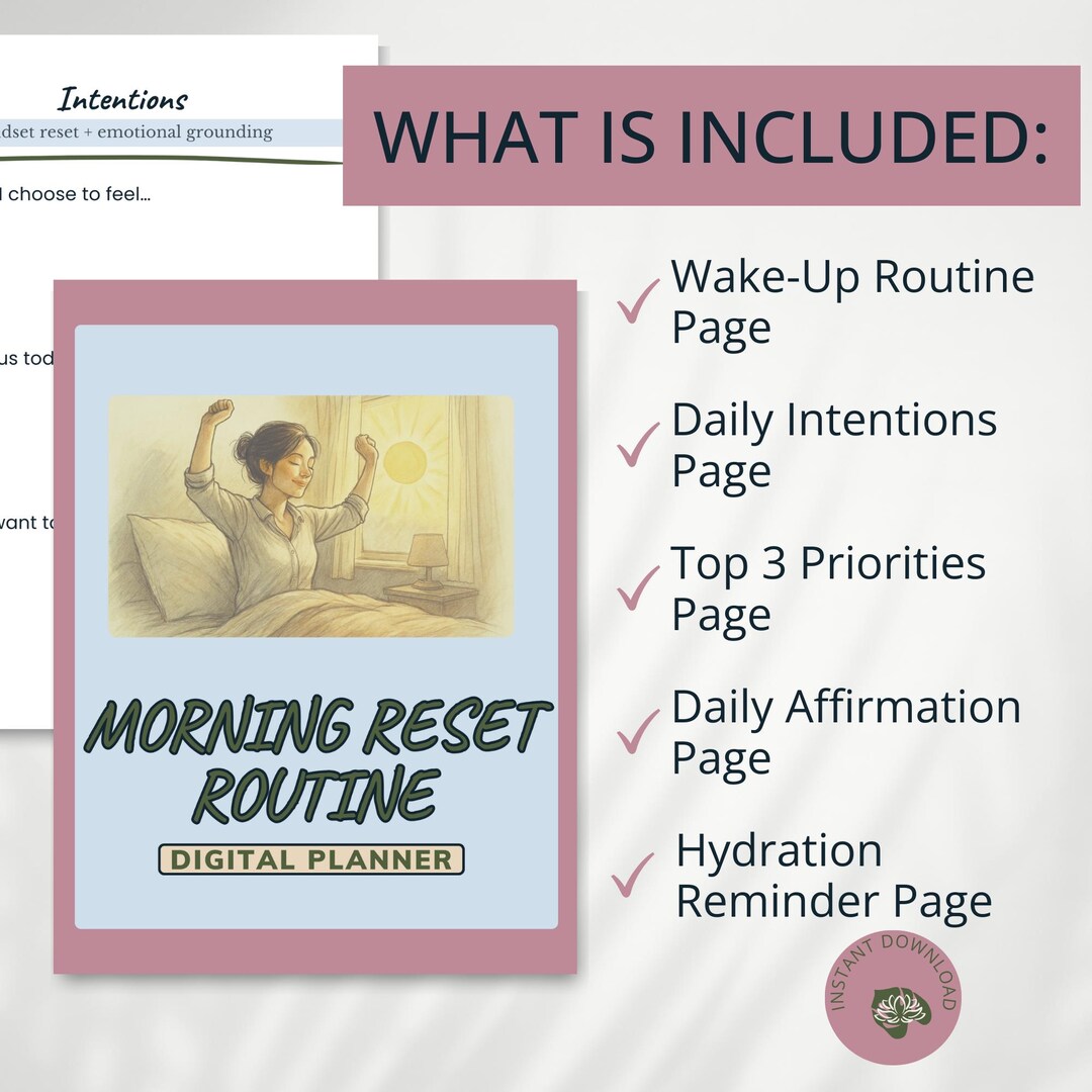 Morning Reset Routine Planner Busy Mom Morning Planner Daily Intentions ...