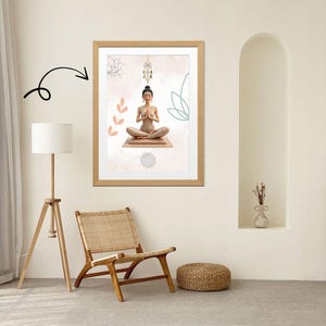 Stampe artistiche di yoga A3 • Set di poster minimalisti di yoga • Download digitale • Decorazioni yoga per donne • Arte murale di meditazione • PNG + PDF