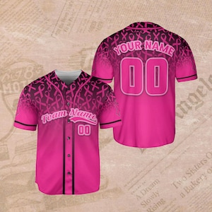 Personalisiertes Pink Ribbon Baseball Jersey - Brustkrebsbewusstsein, personalisierter Teamname und Nummer
