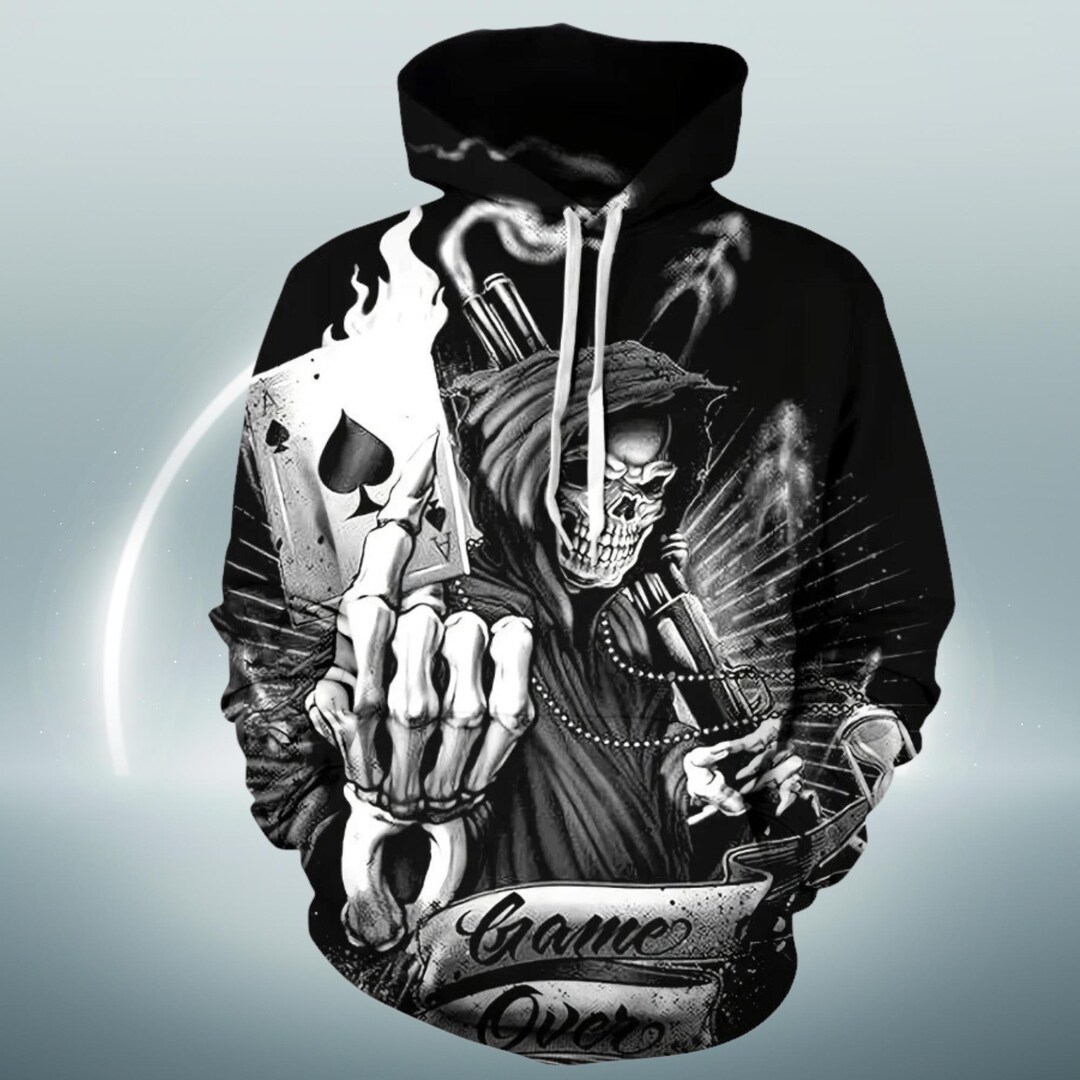 Grim Reaper Hoodie, Ace of Spades, Gothic Streetwear Pullover - Etsy