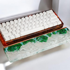 Handcrafted Epoxy Resin Keyboard – Unique RGB Mechanical Keyboard with Artistic Custom Design for Gaming and Typing