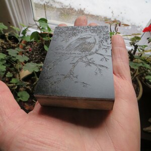 relief block engraving, chickadee, hand-coloured, unframed image 5