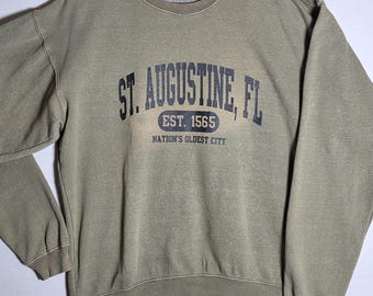 Vintage Ragwear St Augustine FL Crewneck Sweatshirt Medium Tan Sand Earthtone