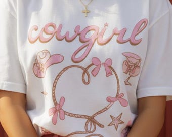 Cowgirl Heart Lasso T-Shirt | Pink Western Graphic Tee | Comfort Colors 1717