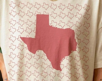 Pink Texas State Pattern Southern Boutique Style Tee | Comfort Colors 1717 Ivory