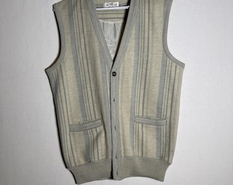 Vintage Kevin Polo James Preppy Sweater Vest Sleeveless Polo Cardigan USA Made M