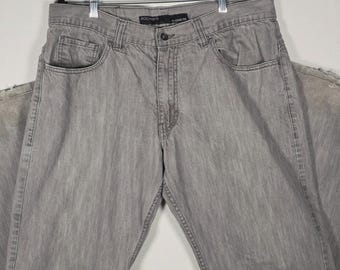 Vintage Rocawear Jeans mit weitem Bein, 100 % Baumwolle, Baggy-Schnitt, flache, bestickte Taschen, Größe W 38