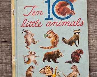 Vintage 1961 Ten Little Animals Little Golden Book 451 1st Edition A Printing