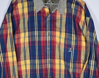 vintage Western Cinch Mens XL Plaid Button Down Shirt Contrast Collar Y2K Rodeo