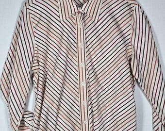 Vintage 90er Jahre Faconnable Streifenhemd mit Knopfleiste, Damengröße L, Baumwolle, gestreift, Oversize.