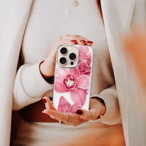 Pink Aesthetic Lilies Phone Case Red Aesthetic Preppy Flower Phone Cover For iPhone 17 Pro 16 15 14 13 12 11 Samsung S25 Ultra S24 S23 S22