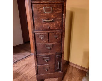 Macey Wood File Cabinet 7 Drawer Modular Dovetail Org Paper Card Catalog FREIGHT