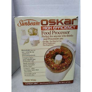 NEW Vtg 1986 Sunbeam Oskar 14081 Food Processor - Made in France- NIB** White
