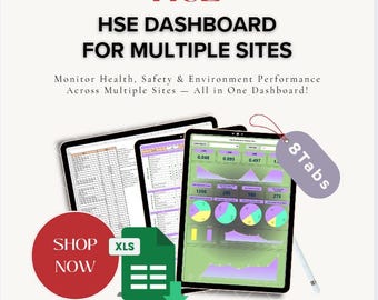 HSE Dashboard Excel-Vorlage: Multi-site Sicherheit KPI Tracker (Digitaler Download .xlsx)