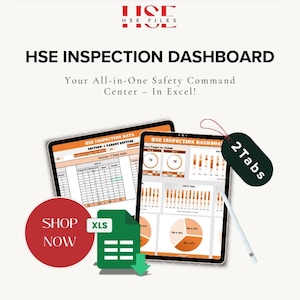 HSE Inspection Dashboard Excel Template: Safety Audit Tracker (Digital Download)
