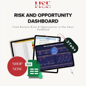 Risk and Opportunity Dashboard Excel Template: ISO 9001 Risk Register (Digital Download)