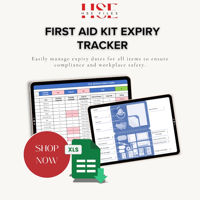First Aid Kit Expiry Tracker | Excel & Google Sheets (digital Download ...