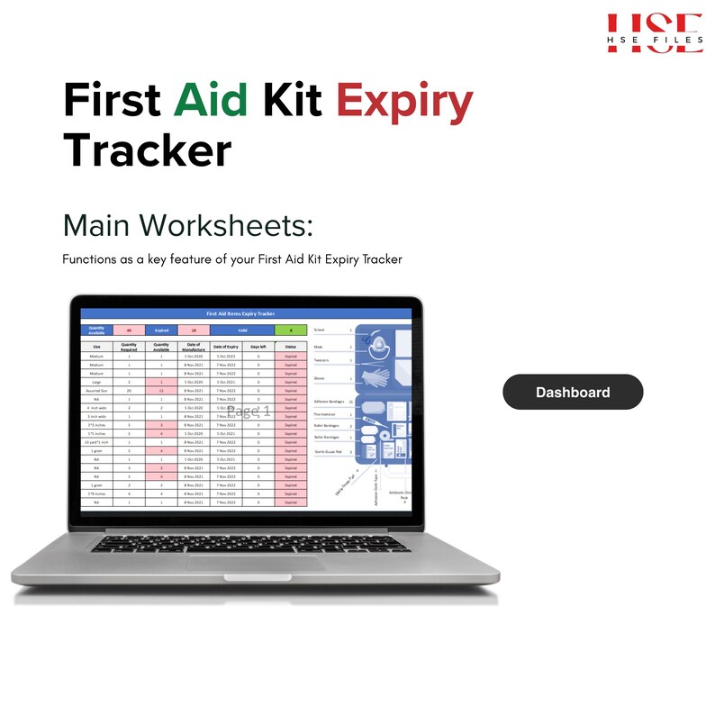 First Aid Kit Expiry Tracker | Excel & Google Sheets (digital Download ...