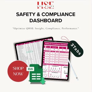 Safety Compliance Dashboard Excel Template: HSE Reporting Tool (Digital Download)