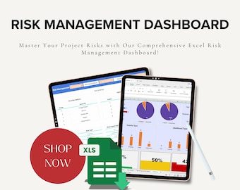 Risk Management Dashboard Excel Template: Project Risk Tracker (Digital Download .XLSX)