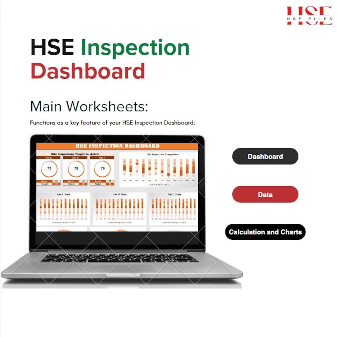 HSE Inspection Dashboard Excel Template: Safety Audit Tracker (digital ...