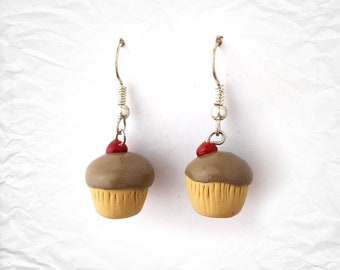 Muffin Earrings with a Cherry on Top