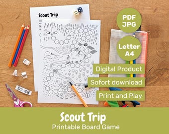 DIY Scout Board Game: Printable Coloring Camping Adventure (PDF Download)