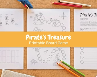 Pirate Treasure Hunt Board Game | DIY Coloring Party Favor (PDF Download A4 Letter)