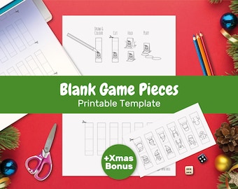 Printable Game Pieces Template DIY Blank Player Tokens PDF PNG Download Christmas Bonus 6 Holiday Characters