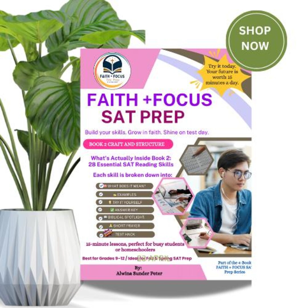 SAT Prep Book 2 Craft and Structure Reading &amp; Writing Mastery Faith Focus Series - Etsy