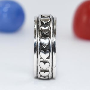 Beautiful Heart Spinner Ring, Handmade Silver Ring, Stress Relief Meditation Ring, 925 Silver Ring, Spinning Ring, Womens Daily Wear Jewelry