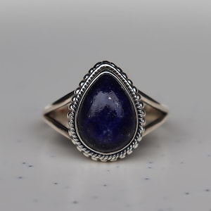 Pear Lapis Lazuli Ring, Handmade Ring, 925 Silver Ring, Unique Ring, Statement Ring, Natural Lapis Lazuli Ring, Boho Ring, Pear Gemstone
