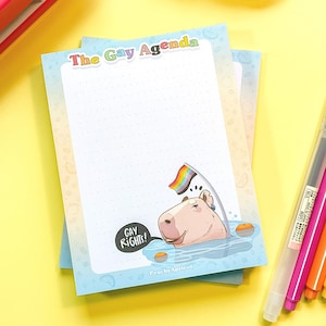 Gay Agenda | Gay Pride | Capybara Notepad | Capybara Stationery | Memo Pads | LGBTQ Gifts | Cute Memo Pad | Desk Accessories