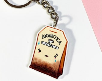 AnxieTea Keychain | Anxiety Relief Key Ring | Courage Mental Health Confidence Boost Self Care