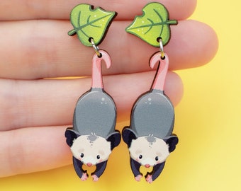 Possum Earrings Opossum Jewelry Dangle Drop Earrings Handmade Gifts