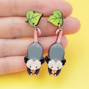 Possum Earrings Opossum Jewelry Dangle Drop Earrings Handmade Gifts