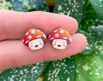 Cute Mushroom Earrings | Mushroom Earring Stud | Kawaii Jewelry | Mushroom Gifts | Mushroom Accessories