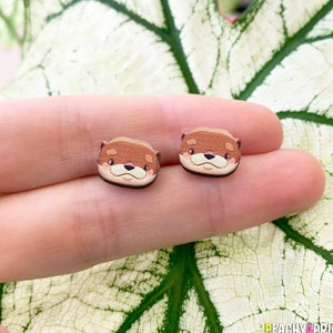 Otter Earrings | Hypoallergenic Titanium Stud Earrings | Cute Animal Earrings Jewelry Gifts