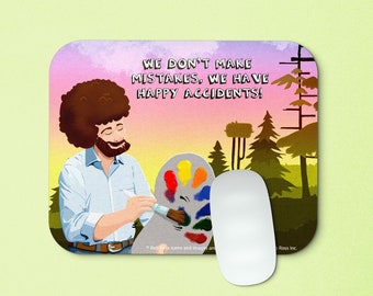 Bob Ross Mouse Pad | Happy Accidents | Bob Ross Quotes Gifts | Bob Ross Merchandise Mousepad | Desk Accessories