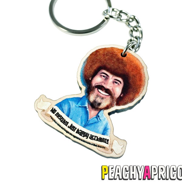 Bob Ross Keychain Gifts | Happy Accidents | Bob Ross Quotes Merch Stuff