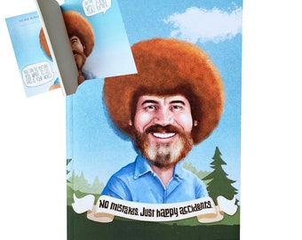 Bob Ross Recycled Notebook Lined | Happy Accidents Notebook | Official Bob Ross Product | Bob Ross Quotes Gifts