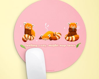 Red Panda Mouse pad | Cute Red Panda Gifts | Cute Desk Mat | Kids Desk Decor | Round Mousepad