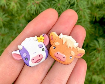 Highland Cow Pin Set | Lapel Pins | Cute Cow Gifts | Animal Pin | Brooch | Badge